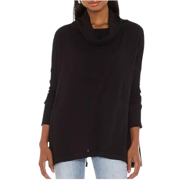Free People Juicy Long Sleeve Cowl Neck Oversized Black Thermal Top Size S - Picture 4 of 9